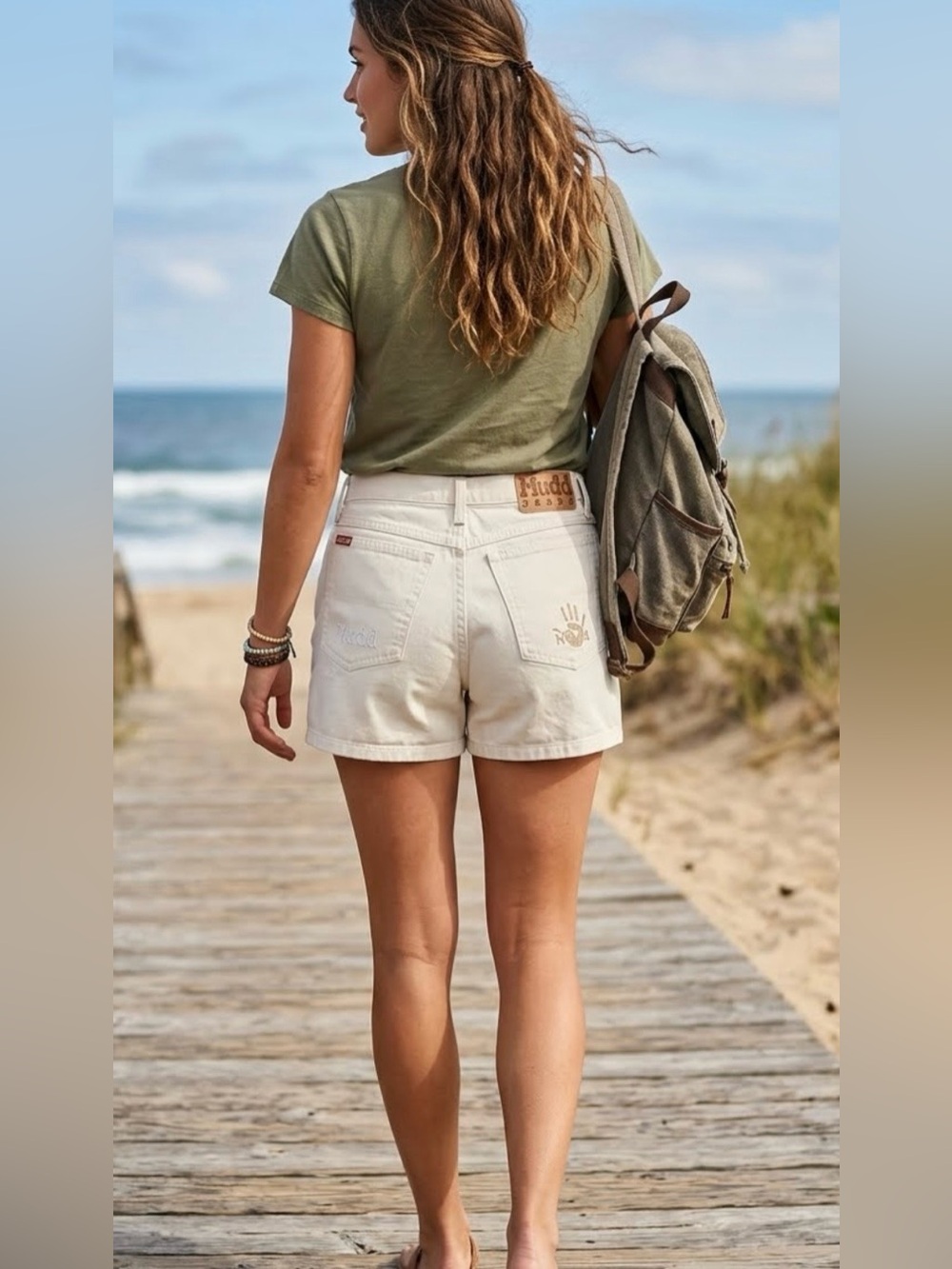 Mudd Cream High-Waist Jean Shorts Jeans Y2K Denim - Size 13 Vintage